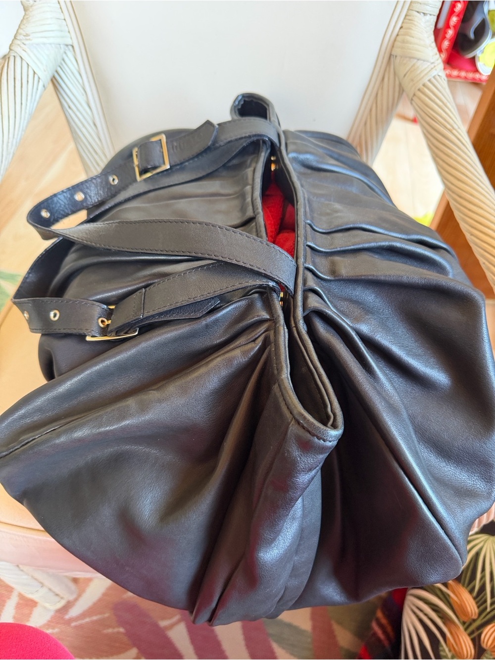 KALLISTÉ Large Soft Black Pleated Leather Tote! Made in Italy! Roomy! - Picture 15 of 15